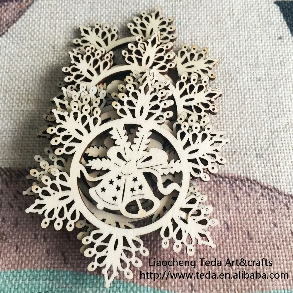 new 3 inch Snowflake Wood Christmas Embellishments Crafts Ornaments