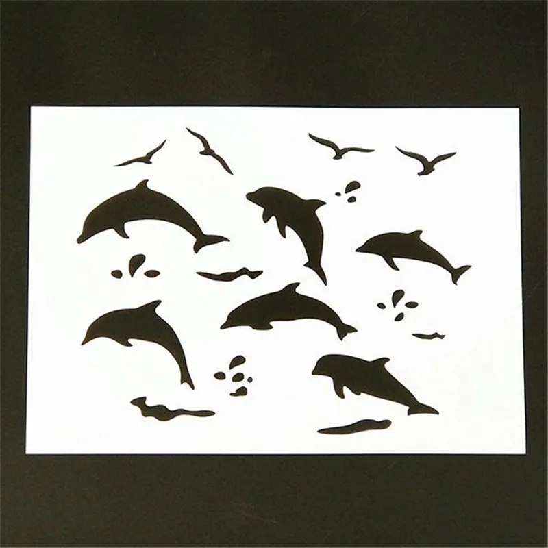 

A4 Size DIY Craft Dolphin Pattern Stencil Template For Wall Painting Scrapbooking Stamp Decor Embossing Paper Cards