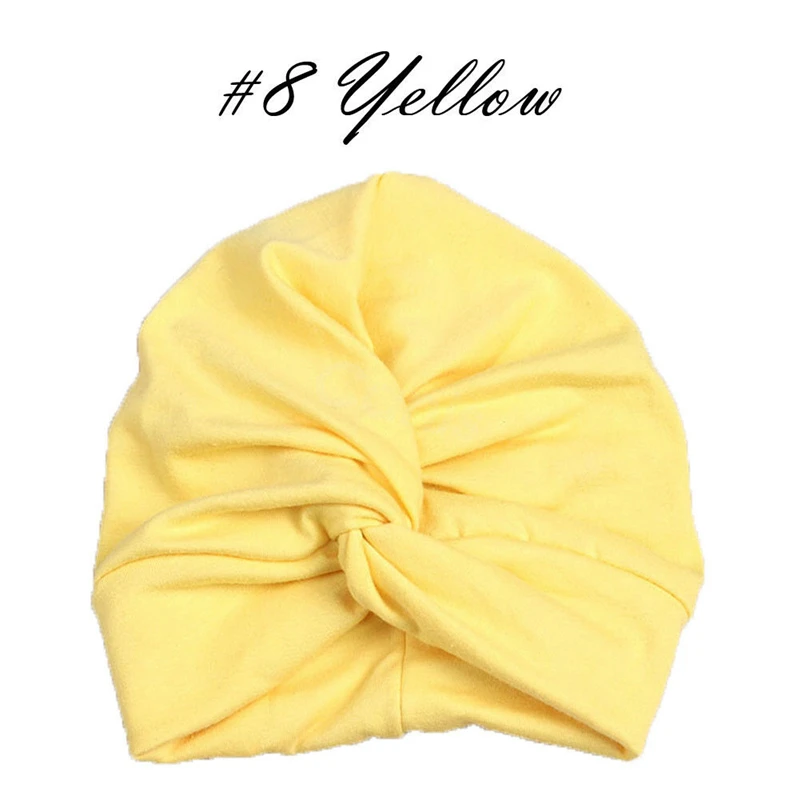 Новинка; детская чалма для маленьких детей; шапка для девочек из смесового хлопка; милая мягкая Милая шапка - Цвет: Цвет: желтый