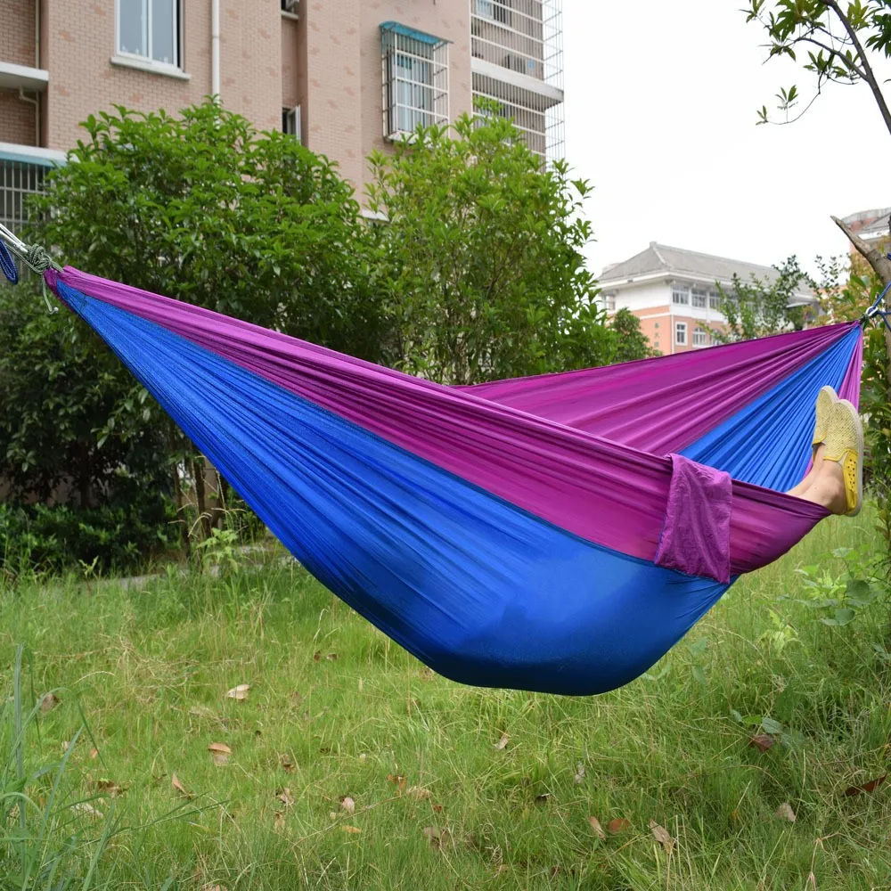 Портативный нейлоновый парашют двойной гамак-Сад Открытый Кемпинг путешествия гамак для выживания спальная кровать для 2 человек# RJZ3