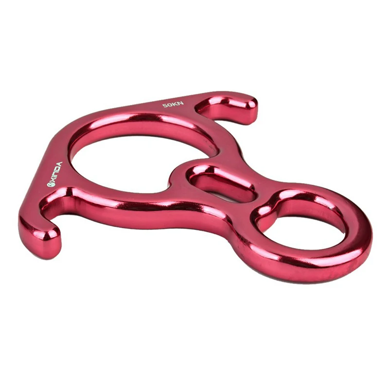 50KN Red Aluminum Figure 8 Descender For Rock Climbing Rope Rescue Rappelling XD - 8602