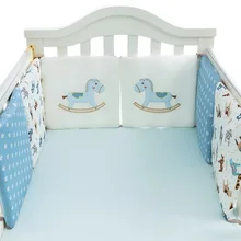 Детская кроватка, бампер, защита для кровати, Детская Хлопковая кроватка, детское постельное белье, 6 шт., синяя подушка с лошадью, подушка для мальчика и девочки