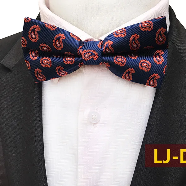 

Jacquard Woven Bow Ties Designer Paisley Tuxedo Bowtie Navy Blue with Classic Paisley Pattern Butterfly