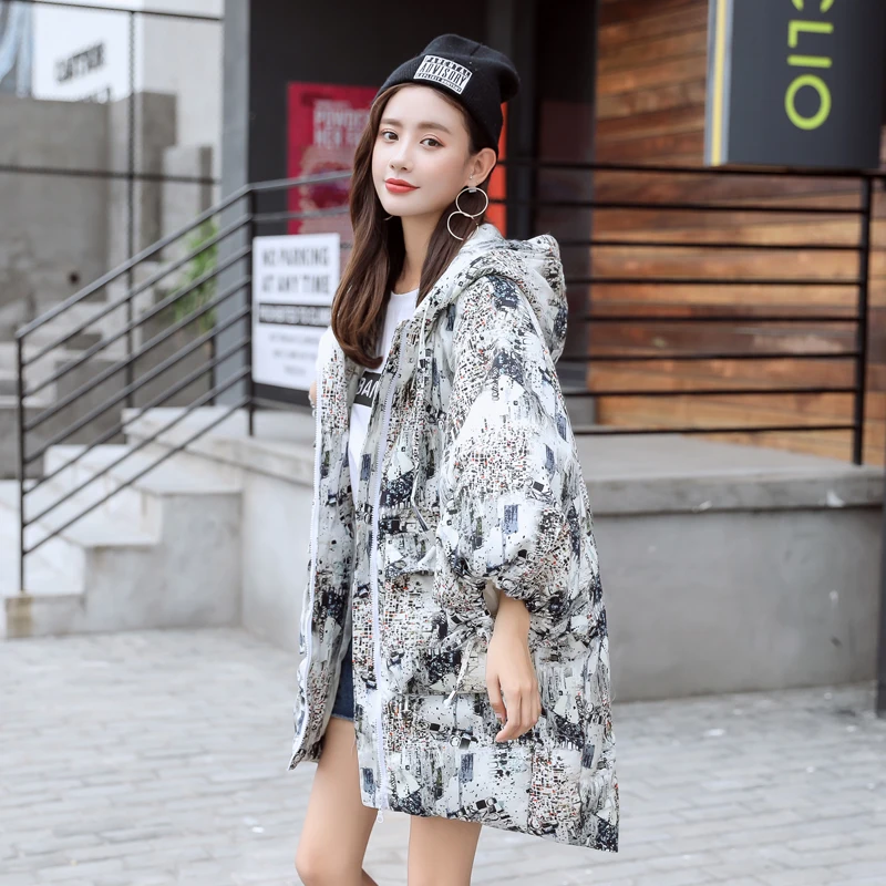 Rembourré Bouffantes Parka Beige Parkas as Manches Chaud À Mujer Wrap Épaissir Femmes Picture Imprimé Veste Lâche Coton 2018 D'hiver Capuchon En Manteau black 7Zq7HU