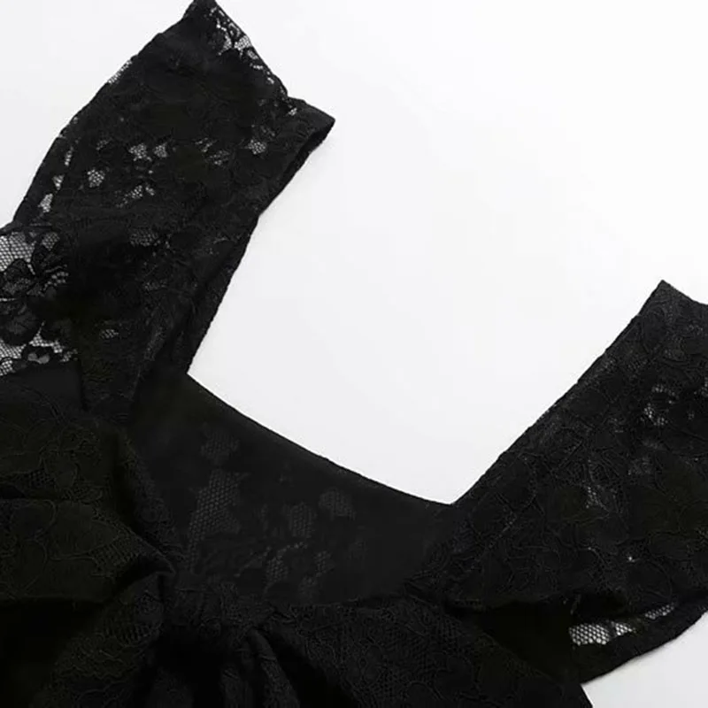 Slash Neck Sling Dress Women's Casual Slim Geometric Printed Summer A-Line Hollow Lace Dress Fashion Beach Dresses