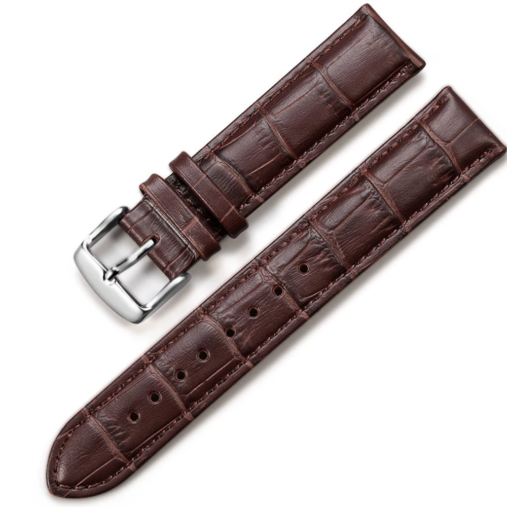 Brown Watch Leather Strap Sweat Proof 20mm. Genuine Leather Wrist Watch