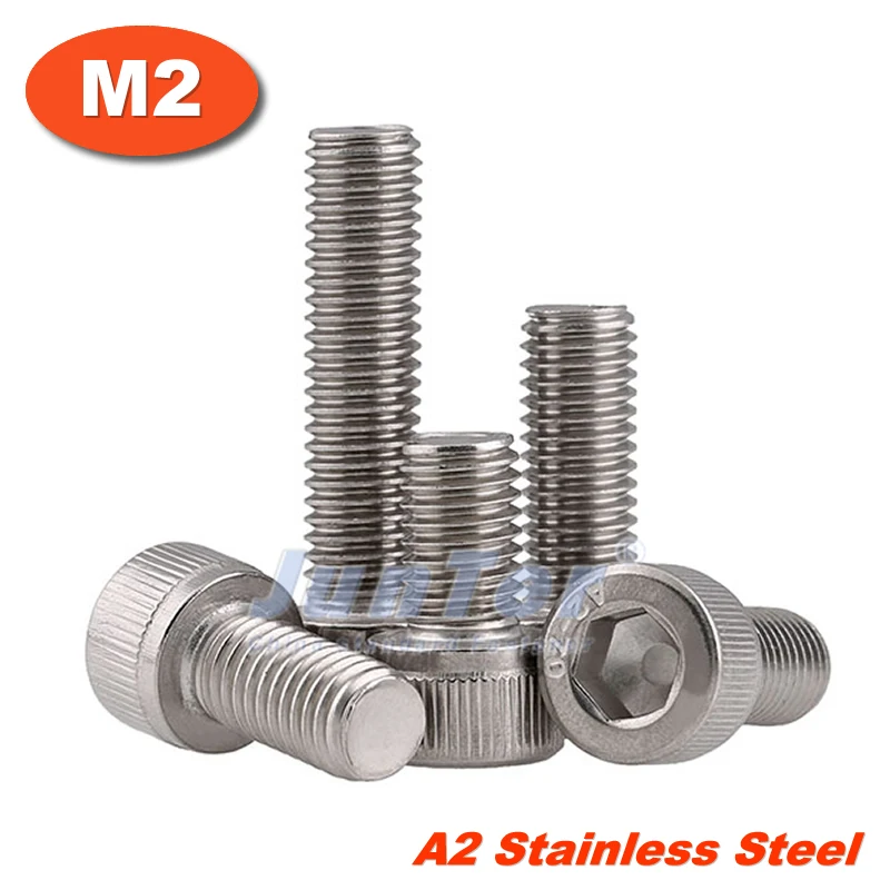 

1000pcs/lot M2(2mm) A2 Stainless Steel Allen Blots Hex Socket Head Cap All Thread Screws Metric DIN912