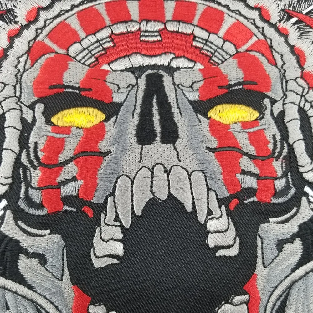SMT0009-JA Free Shipping LARGE HORNED CHIEF DEATH SKULL INDIAN MOTORCYCLE BIKER BACK PATCH 11 MC RIDER Vest Patch (4)