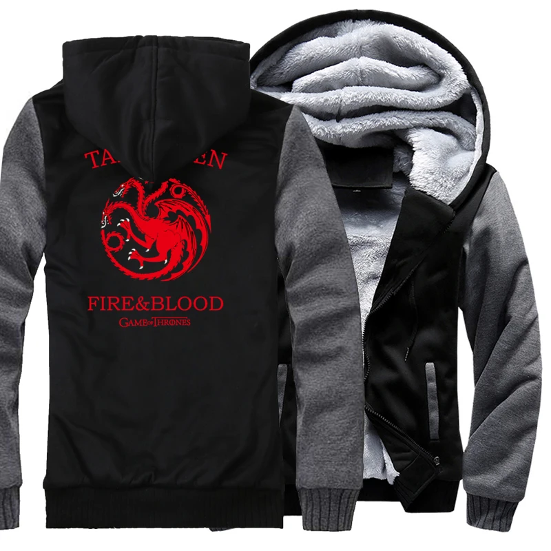 2019 весенние флисовые толстовки мужские плотные свитшоты Targaryen Fire &amp Blood толстовка