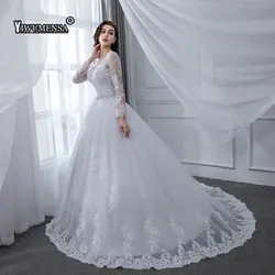 Vestidos De Novia 2019 бисер свадебное платье с аппликацией одежда длинным рукавом свадебные платья индивидуальный заказ