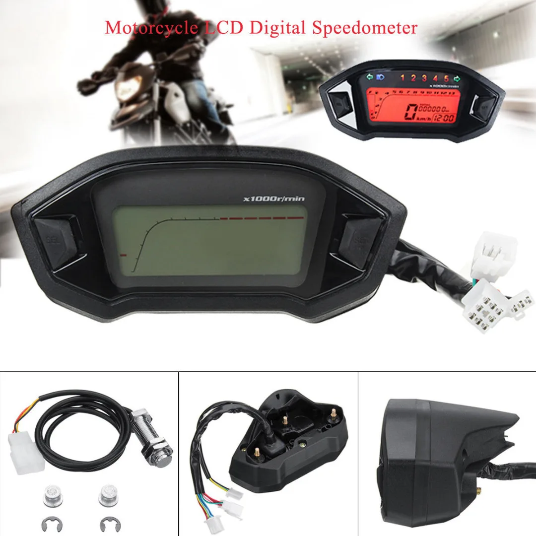 

For Motorcycle Motor Parts 1pc 12V Universal Motorcycle LCD Digital Speedometer Tachometer Professional Odometer Gauge Mayitr
