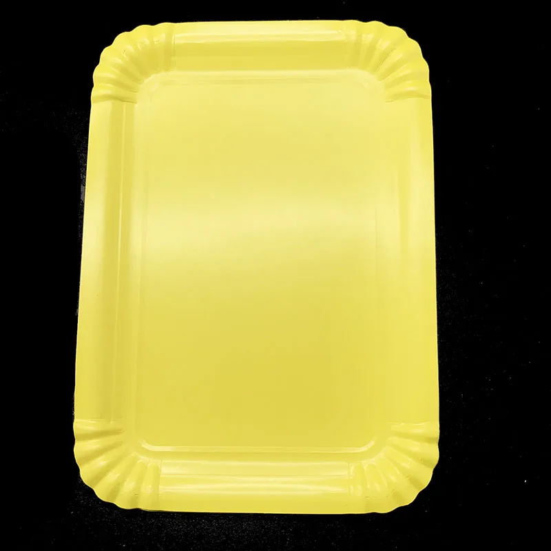 

10pcs/lot yellow rectangle paper plates solid color disposable plates yellow color party decorations pure color paper plates