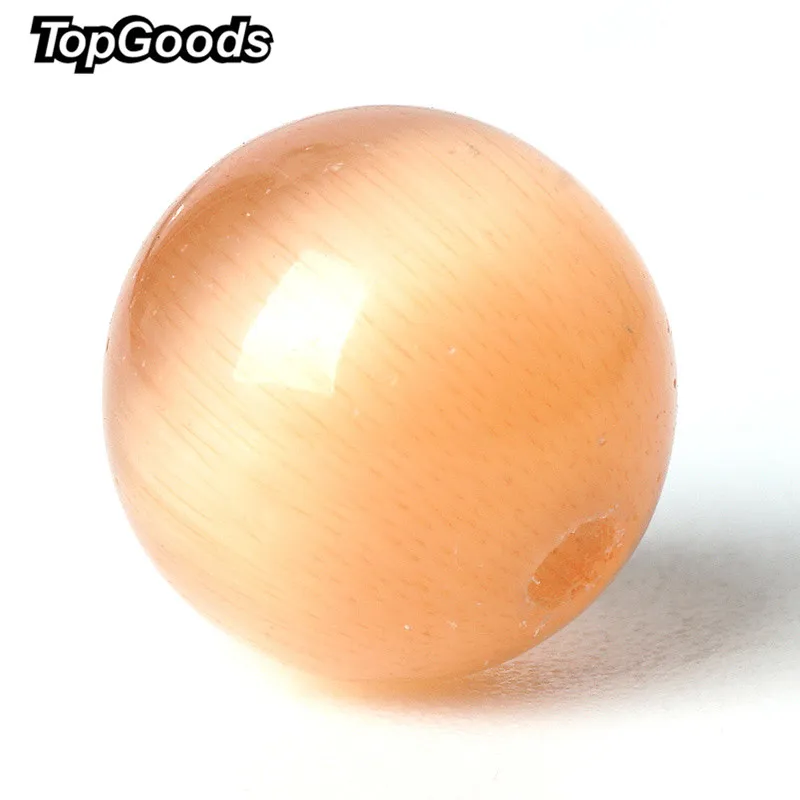 

TopGoods Natural Moonstone Opal Orange Cat's Eye Glass Beads Round Loose Bead 8/10mm Crystal Birthstone for Women Diy Bracelet