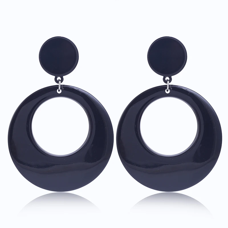 

2019 New Fashion Geometric Hollow Geometry Large Ring Resin Earrings For Women Temperament Tide Female Earrings