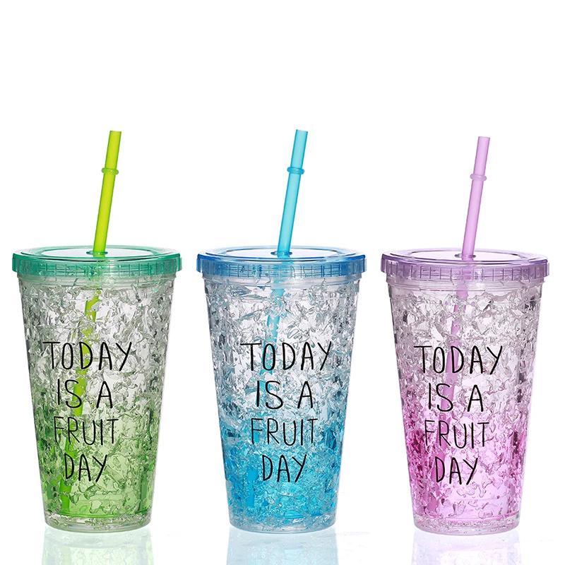 1pcs Summer Ice Cup Double Wall Straw Adult Plastic Cups Korean Version