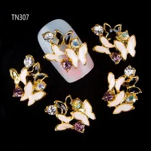 Голубые Стразы для ногтей с 3D бабочкой, цвет черный, белый, 10 шт