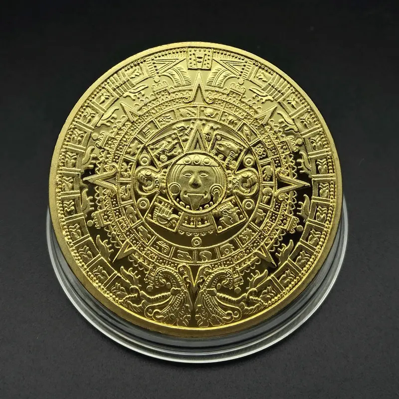 

Maya Pyramid Commemorative Coin Sundial Gold Coin Silver Coin Collection Home Decoration Accessories