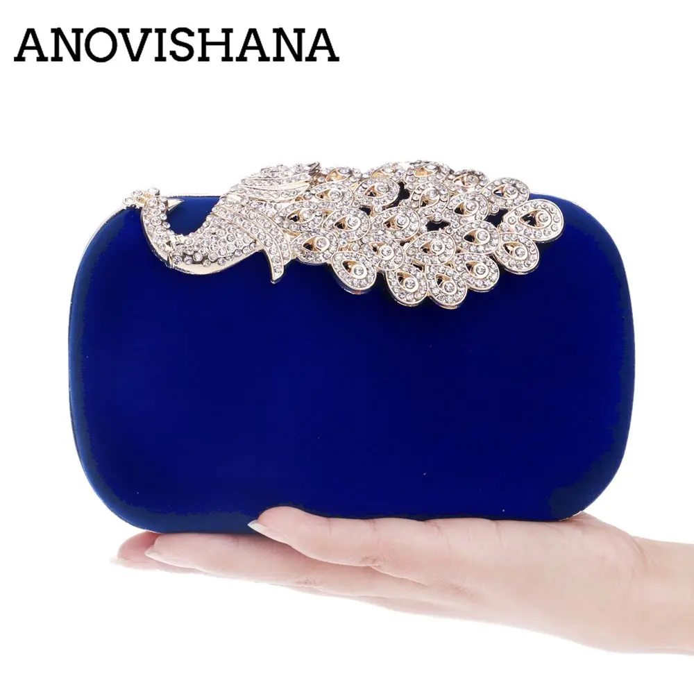 

ANOVISHANA Ladies Evening Handbags elegant Women Clutches Party Bags Wedding Bags blue Clutch Purses Small Shoulder Bag handbag