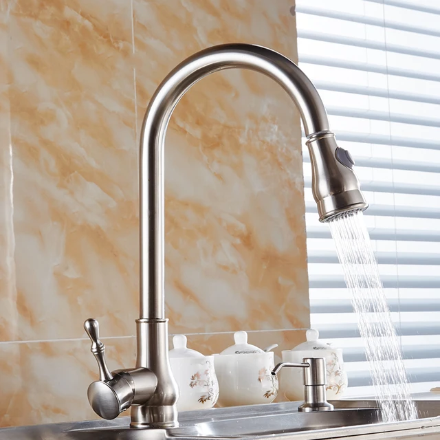 Best Offers Solid Brass Brushed Nickel Kitchen Faucet Cold And Hot Sink Washbasin Pull Out Torneira Cozinha Mixer Water Tap ZT28 Best Offers Solid Brass Brushed Nickel Kitchen Faucet Cold And Hot Sink Washbasin Pull Out Torneira Cozinha Mixer Water Tap ZT28