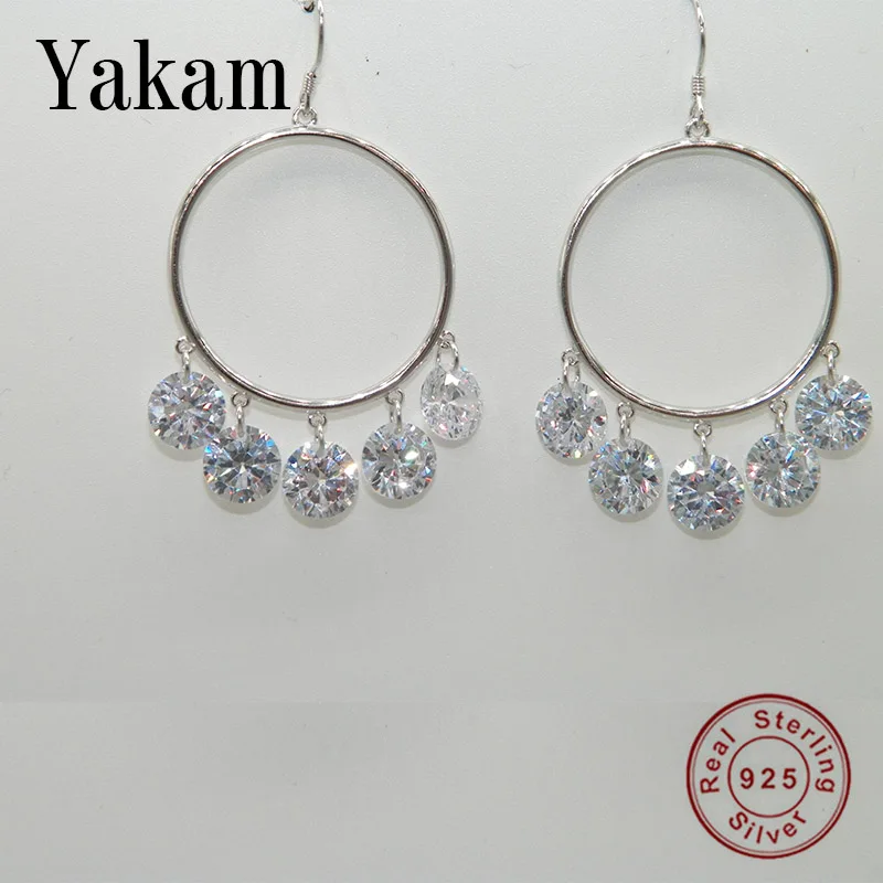 

S925 sterling silver big dangle earrings women's crystal zircon fashion jewelry ladies gift earring 2019 summer fashionable girl