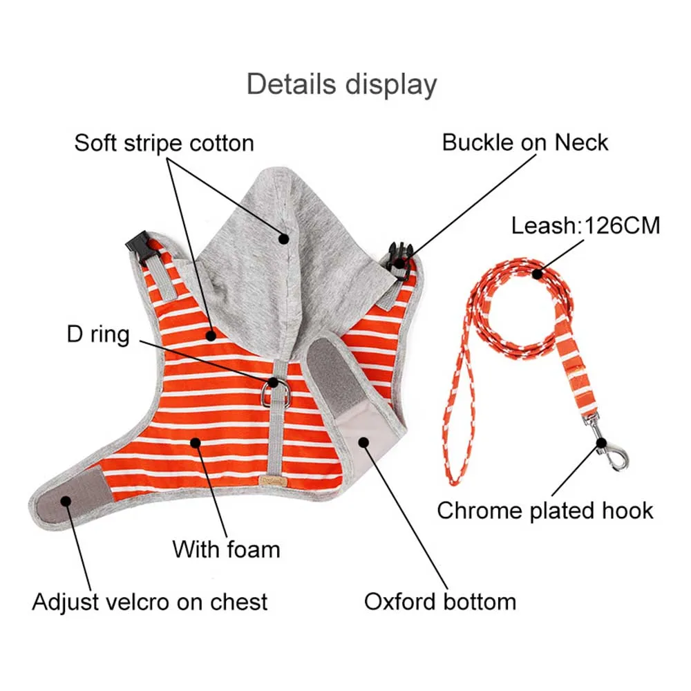 Полосатый комплект для кошек, шлейка и поводок, Оксфорд, котенок, щенок, собаки, жилет, поводки для питомцев, одежда для маленьких собак