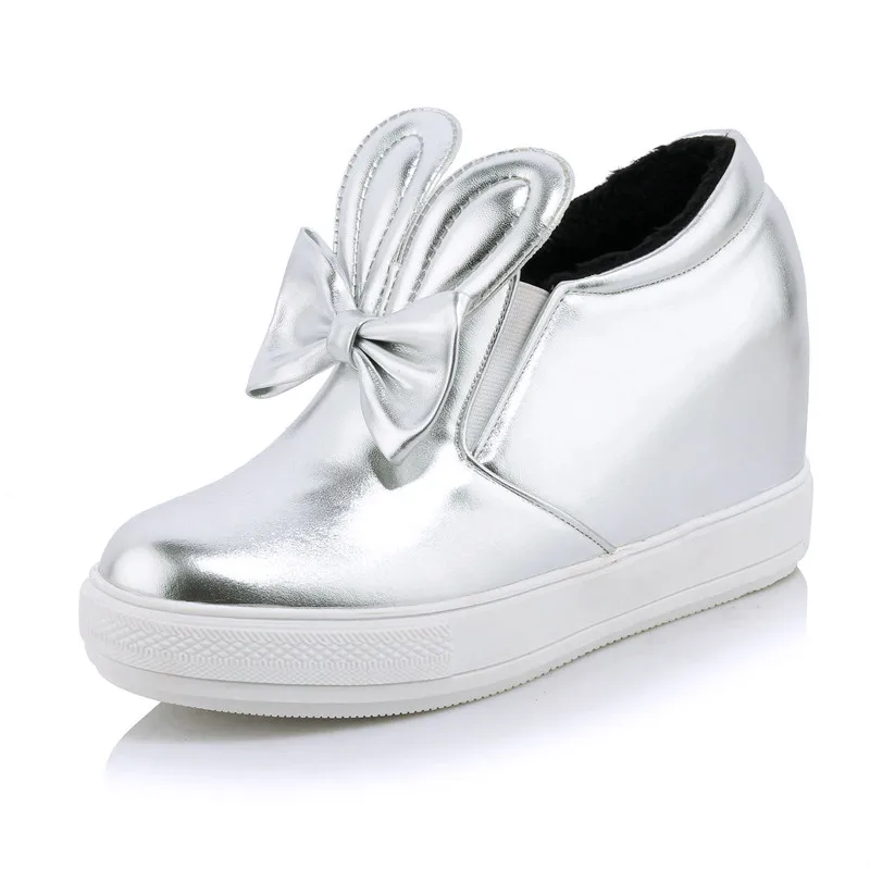 ENMAYLA/женская повседневная обувь г. Новая женская обувь на резиновой подошве, увеличивающая рост, без шнуровки Очаровательная Демисезонная обувь на платформе - Цвет: Silver