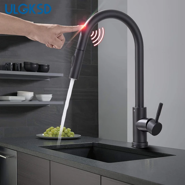 Special Offers ULGKSD Kitchen Faucet Pull Out Sensor Stainless Steel Sensitive Touch Control Faucet For Kitchen Touch Sensor Kitchen Mixer Tap