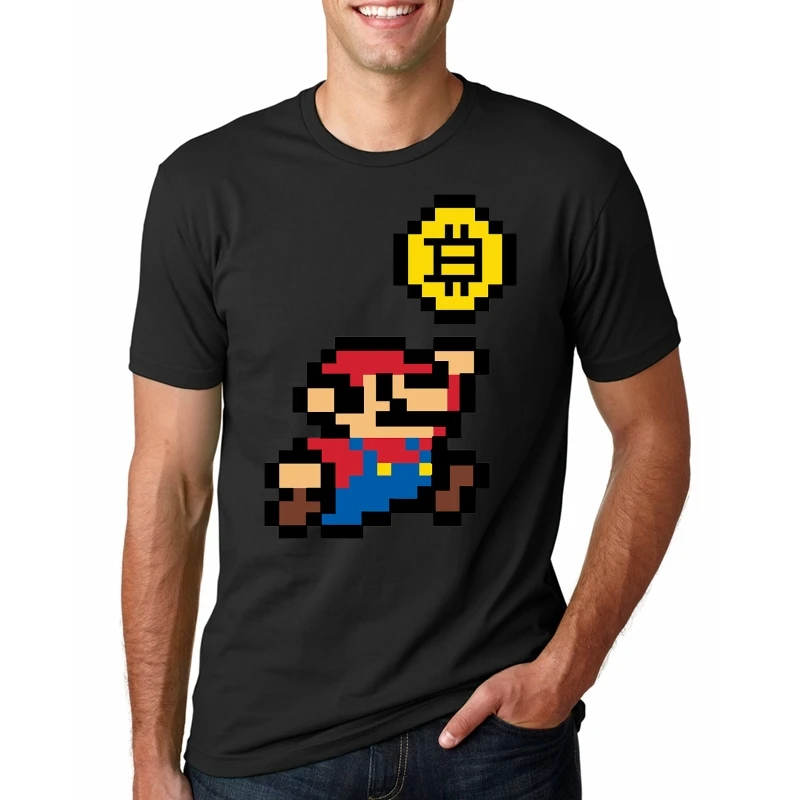 Super Crypto World Mario Cryptocurrency T Shirt Novelty Men'S 100% Cotton T Shirt Funny Tees Short Sleeves Round Neck Tees Super Crypto World Mario Cryptocurrency T Shirt Novelty Men'S 100% Cotton T Shirt Funny Tees Short Sleeves Round Neck Tees