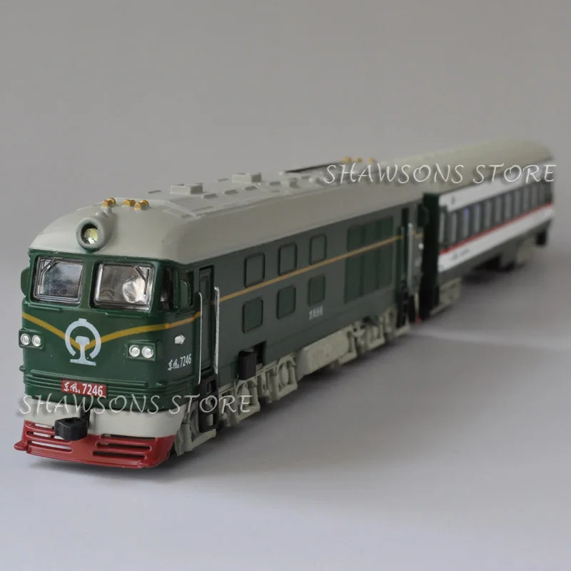 Литой поезд модель игрушки локомотив и железная дорога карета тянуть назад w/звук и светильник