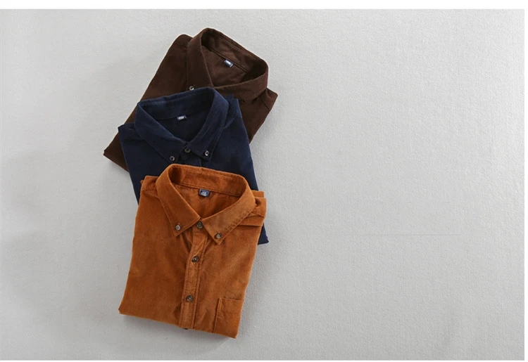 Мужские весенние и осенние модные брендовые винтажные однотонные вельветовые рубашки в японском стиле, мужские повседневные тонкие хлопковые рубашки с длинными рукавами