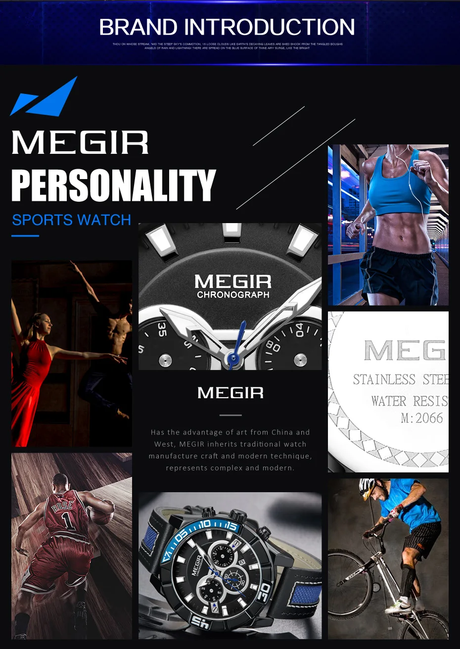 Креативные мужские спортивные часы MEGIR с хронографом, модные армейские военные кварцевые наручные часы, мужские часы Relogio Masculino 2066 Saat