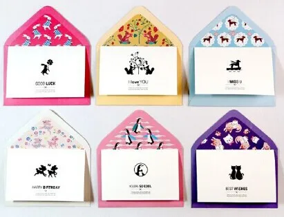 

6 Designs Envelopes 6sets Gift Card Postcard Invitation Letter Photo Letter Storage Envelope Stationery Favor Paper Bag Envelope