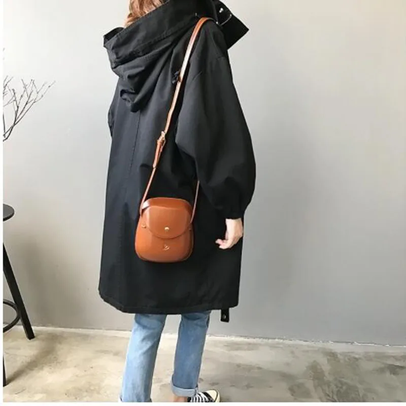 Plus noir camel La 2018 Pour vent Lâche Femmes Capuchon Coton Tranchée Manteau Mode Coupe Sauvage Taille À Printemps Beige Automne qqnPUvH