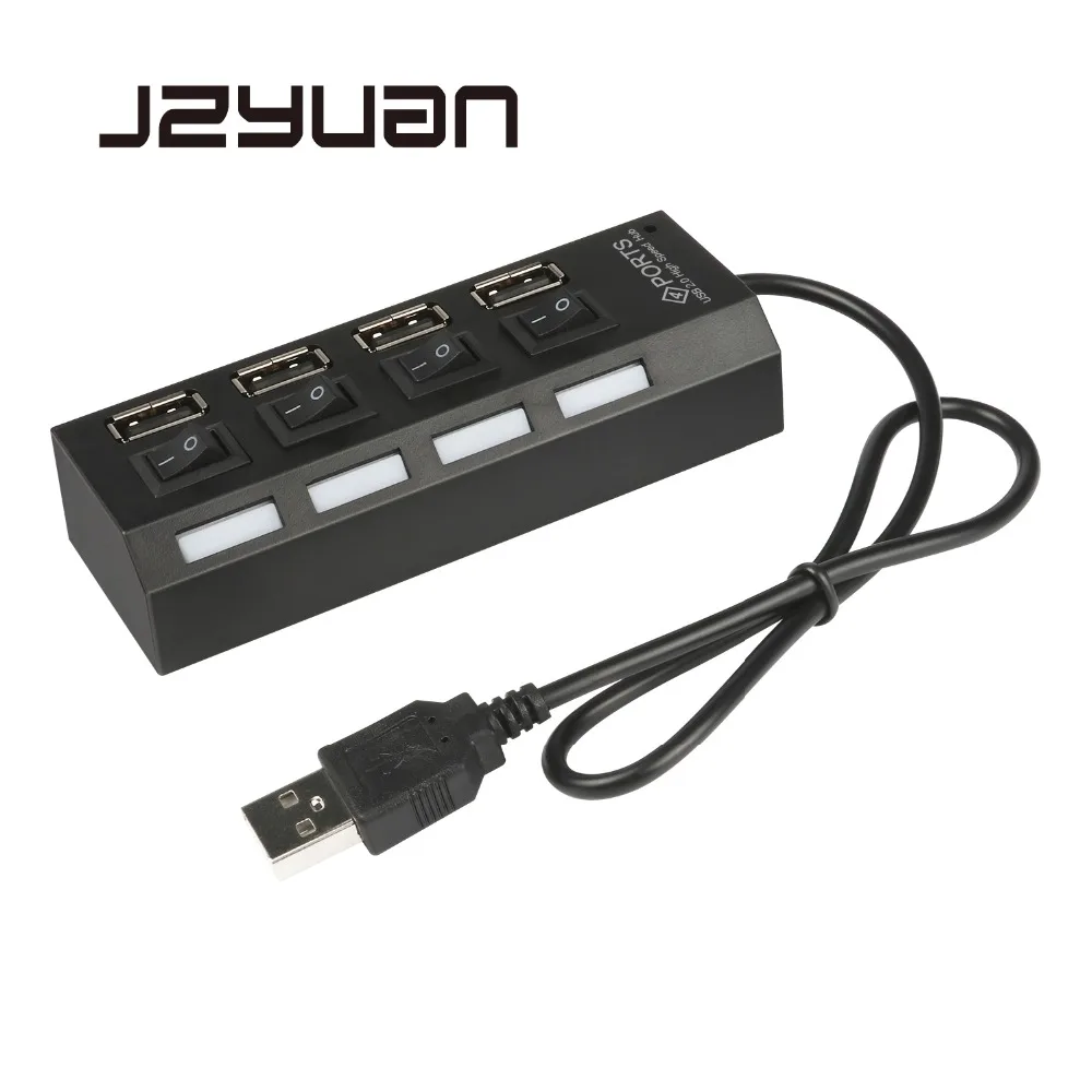 

4 Port Micro USB Hub 2.0 USB Splitter High Speed 480Mbps USB 2.0 Hub LED With ON/OFF Switch For Tablet Laptop Computer Notebook