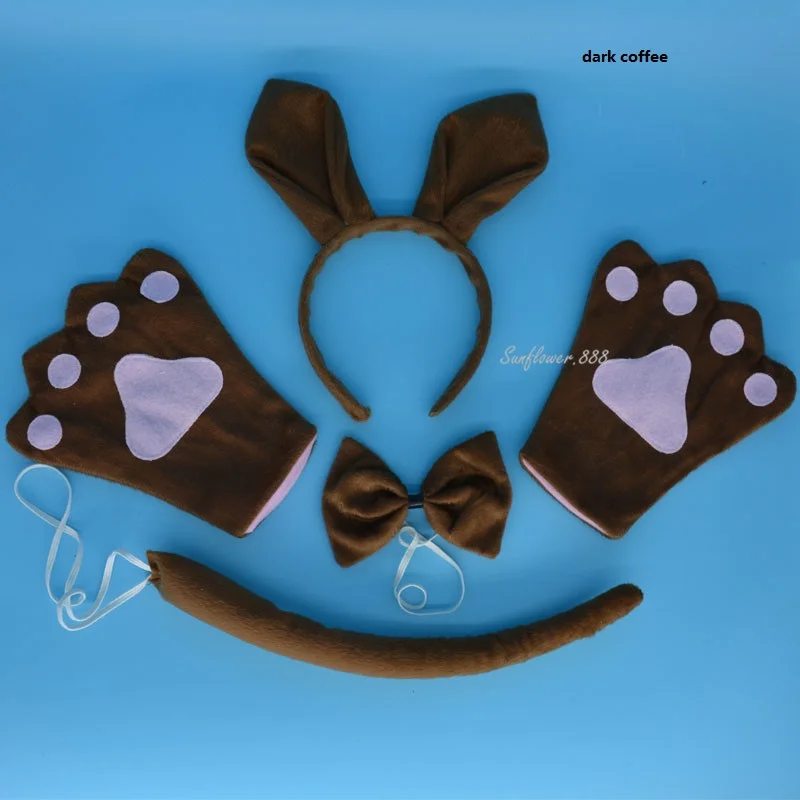 Kids Boy Girl Adult Kangaroos Cosplay Headband Tie Tail Paw Set Animal Costume Cosplay Halloween Christmas