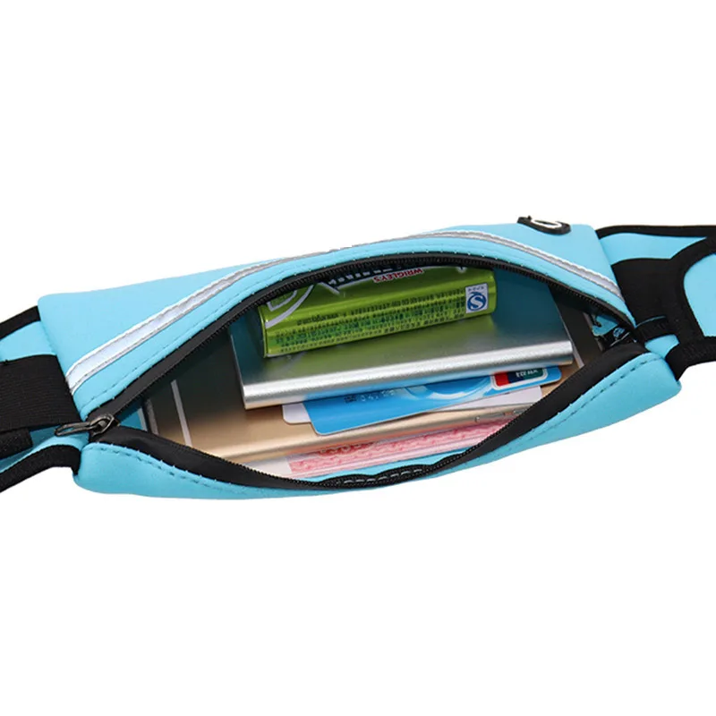 Corriendo bolsa de botella de agua de bolso de la cintura con el agujero del auricular las mujeres los hombres cinturón bolsa impermeable deporte de poliéster Camping senderismo bolsa