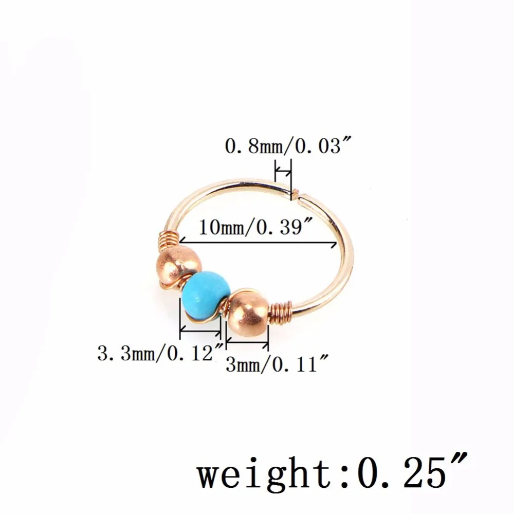 Обручи спиральные бусины нос пирсинг для хрящевой части уха хирургическая сталь бирюза перегородка кликеры кольцо носа губы трагус Пирсинг#245021