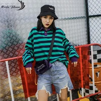 Moda Jihan Осень Новый Полосатый Хлопок Длинные рукава поло Для женщин s Поло Топы плюс Размеры более Размеры женский Для женщин рубашки поло ins/футболки
