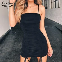 Sling dress sexy pleated decoration Tassel elastic tight banquet nightclub wrap hip 9213 box pleated cross wrap bardot dress