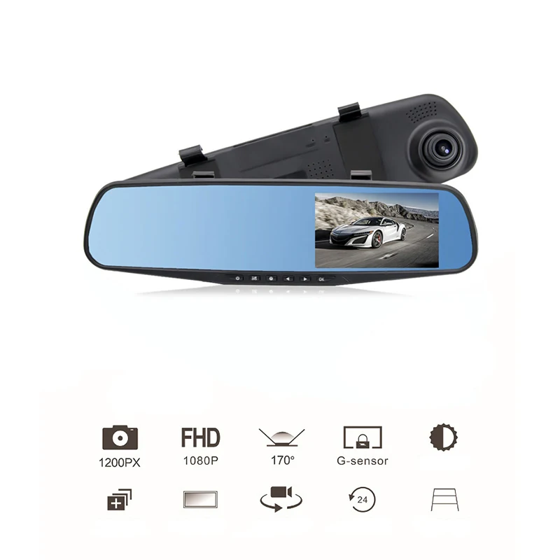 

4.3 Inch Car Rearview Mirror Video Monitor Digital Camera BIG Screen Built-In Speaker Cycle Recording HD CCD Lens Car DVR