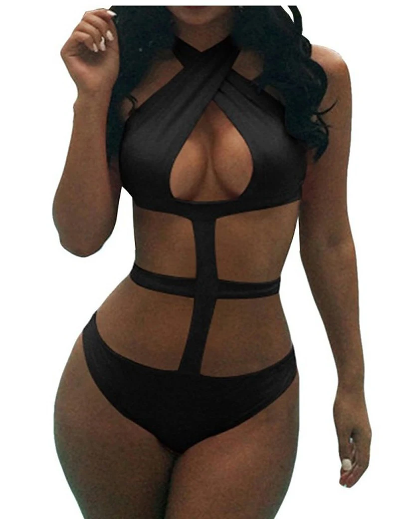 Summer Criss cross Bandage Swimsuit Hollow Out Lingerie Halter Bathing