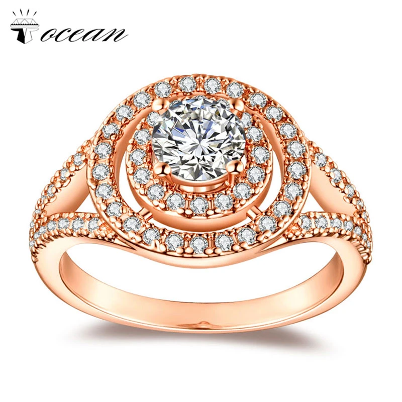 Anillos Tocean de oro rosa a la moda para bodas, anillos bonitos para mujeres, bonito anillo de compromiso de AAA, tamaño 6 10 rm1022| Anillos| -