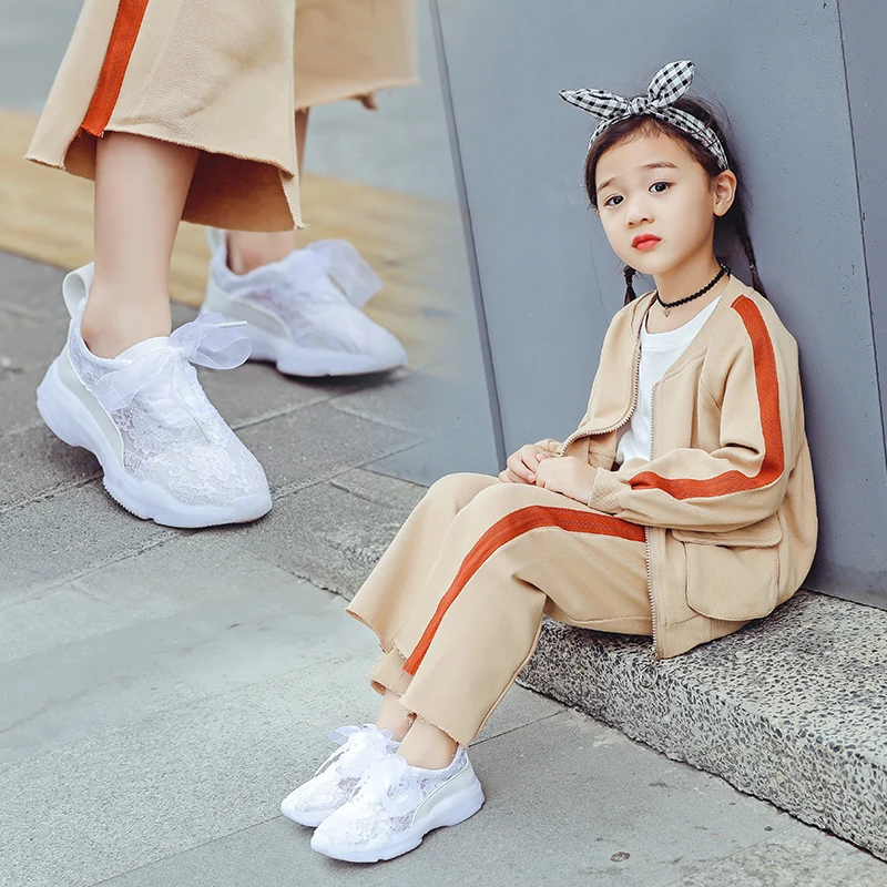 

Spring girls new children's sneakers lace surface breathable girls shoes casual shoes baby princess shoes