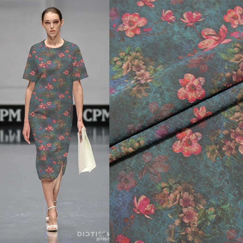 

111cm printed heavy inkjet jacquard brocade fabric 37mm printed dress shirt silk jacquard brocade fabric wholesale silk cloth