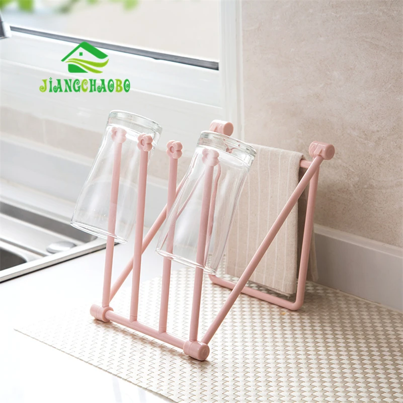 Jiangchaobo طوي الرأسي الخرق مطبخ المناشف شماعات الجدول حامل رفوف تخزين الرف الكأس