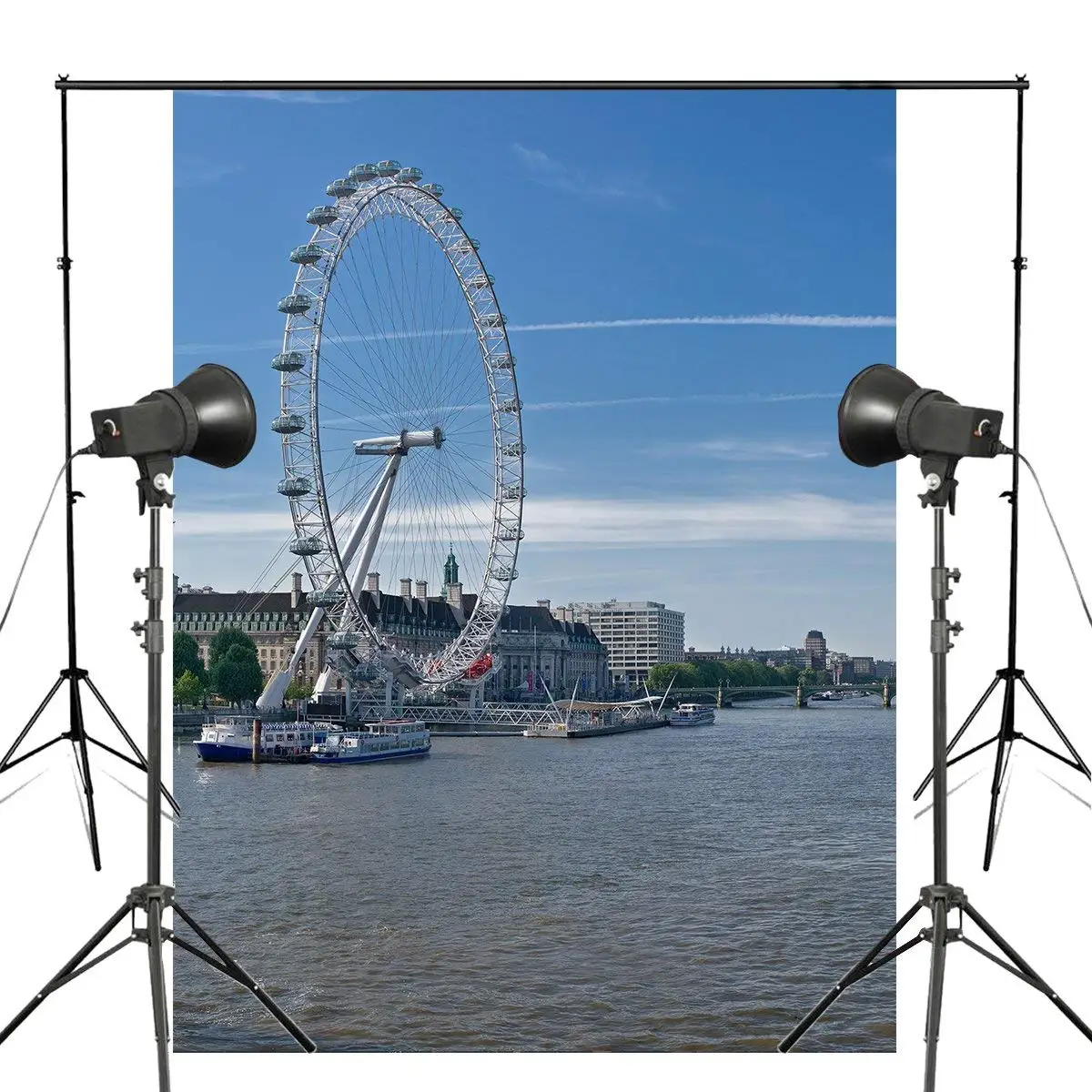 5x7ft Thames панорама фото фон Лондон глаз Европейская Фотография Студия