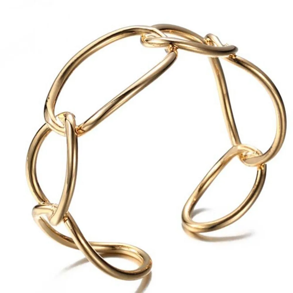 Круглый браслет и браслеты из нержавеющей стали для женщин с золотым узлом, открытые браслеты-манжеты, Женские Ювелирные Аксессуары для вечеринки - Окраска металла: A