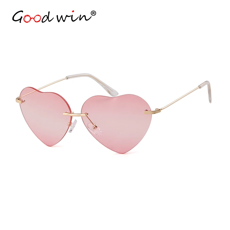 Good Win Модные солнцезащитные очки в форме сердца женские градиентные красные металлические женские солнечные очки в форме сердца без оправы тренд женские очки gafas