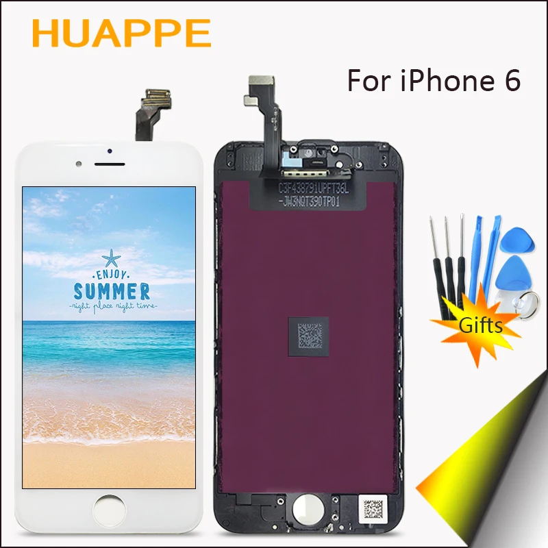 

HUAPPE AAAA High Quality No Dead Pixel LCD For iPhone 6 Display Touch Screen Replacement With Digitizer 6 LCD Screen White Black