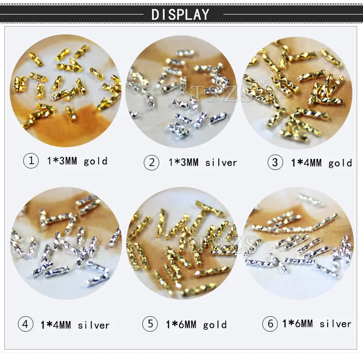 100 шт./лот 3D ногтей Книги по искусству металлик DIY цвета: золотистый, серебристый новый виток палку украшения